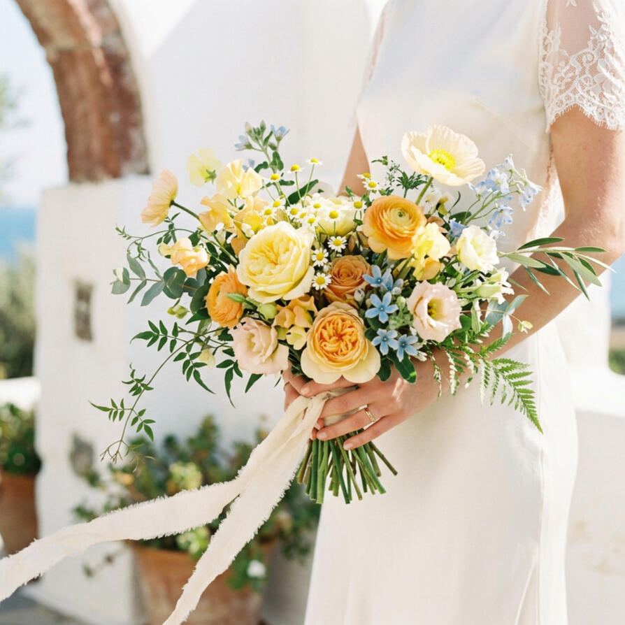 Ramo de flores con composición natural y estilo elegante