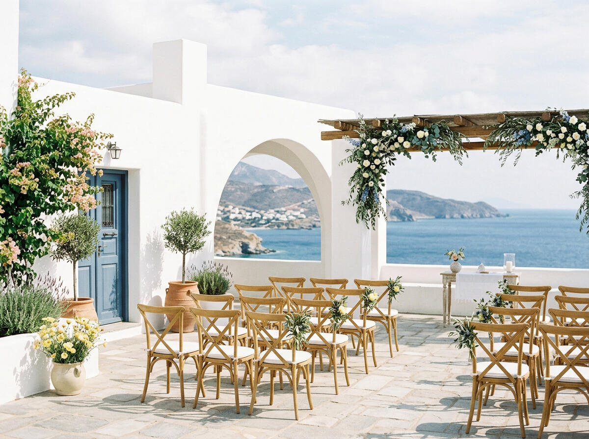 Espacio de ceremonia al aire libre con vistas abiertas y luz natural